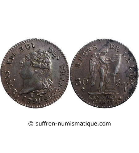 LOUIS XVI CONSTITUTION - 30 SOLS 1791 I LIMOGES