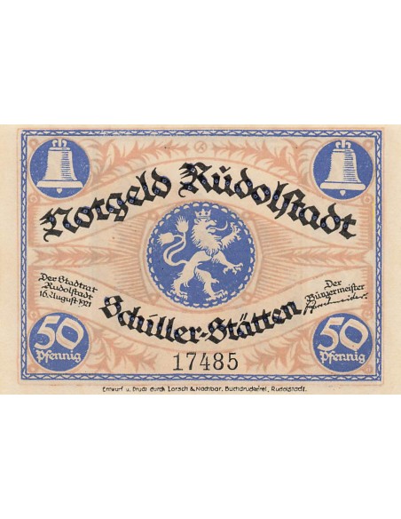 Allemagne 50 Pfennig - Rudolstadt - Notgeld - 1921 50 pfennig 1921