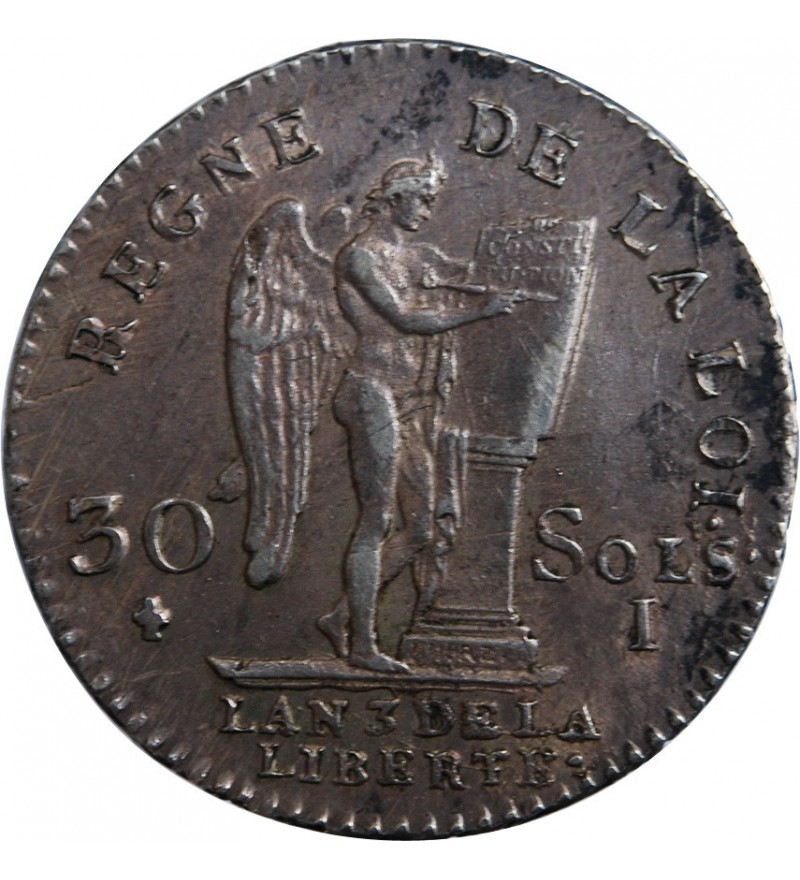 LOUIS XVI CONSTITUTION - 30 SOLS 1791 I LIMOGES