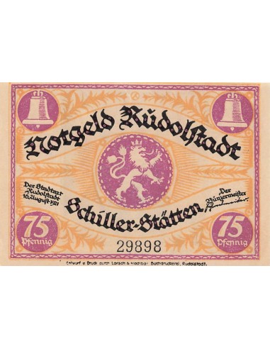 Allemagne 75 Pfennig - Rudolstadt - Notgeld - 1921 75 pfennig 1921