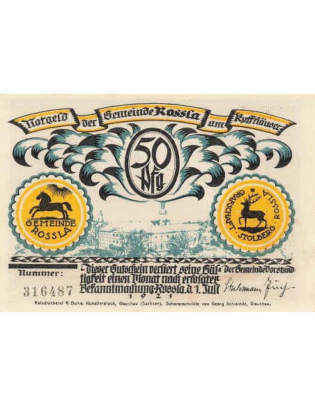 Allemagne 50 Pfennig - Rossla - Notgeld - 1921 50 pfennig 1921