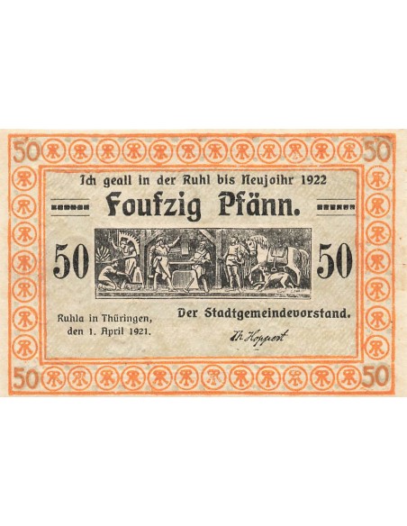 Allemagne 50 Pfennig - Ruhla - Notgeld - 1921 50 pfennig 1921