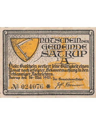 Allemagne 1 Mark - Satrup - Notgeld - 1921 1 mark 1921