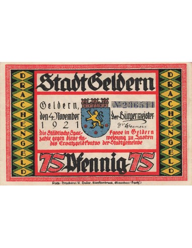 Allemagne 75 Pfennig - Geldern - Notgeld - 1921 75 pfennig 1921