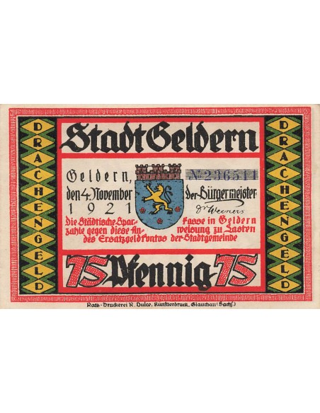 Allemagne 75 Pfennig - Geldern - Notgeld - 1921 75 pfennig 1921