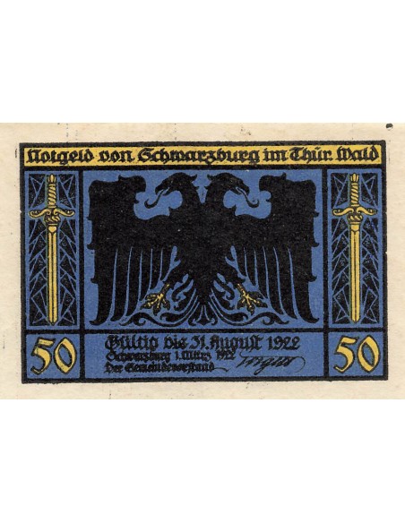 Allemagne 50 Pfennig - Schwarzbourg - Notgeld - 1922 50 pfennig 1922