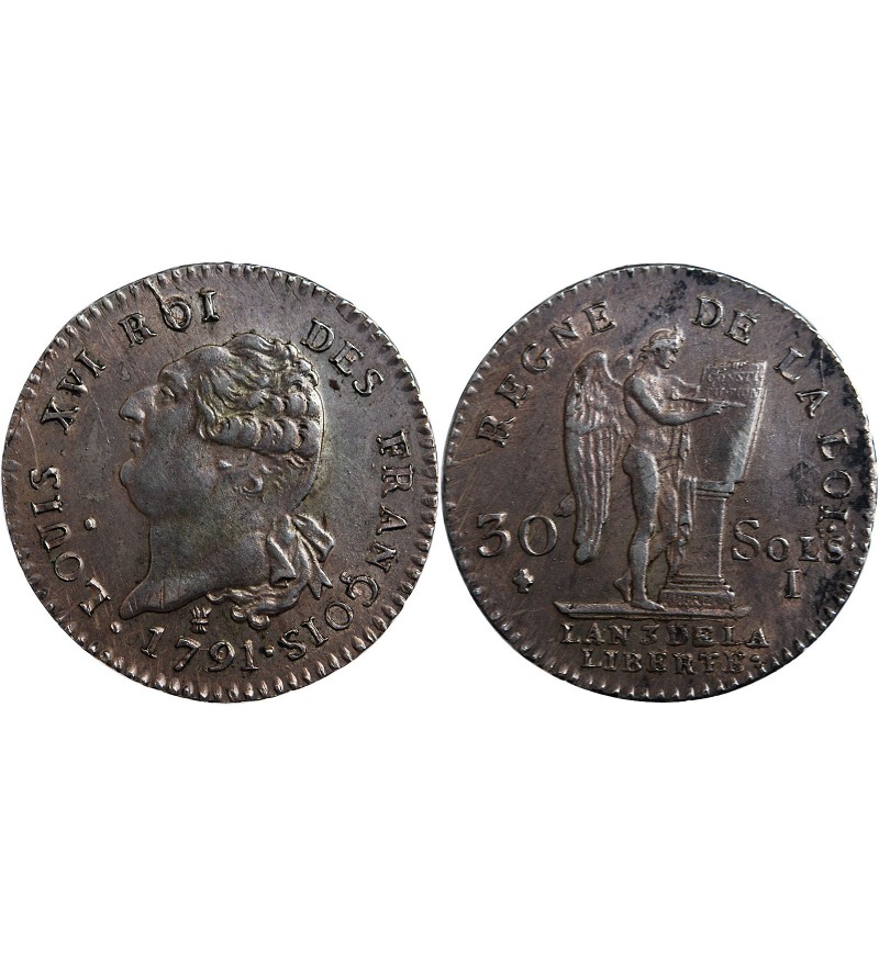 LOUIS XVI CONSTITUTION - 30 SOLS 1791 I LIMOGES