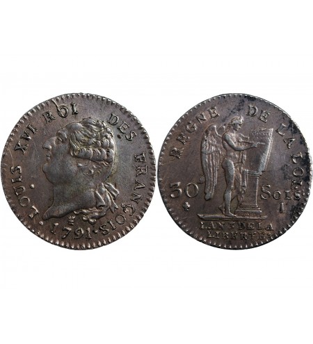 LOUIS XVI CONSTITUTION - 30 SOLS 1791 I LIMOGES