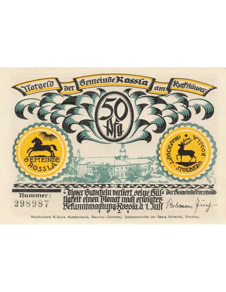 Allemagne 50 Pfennig - Rossla - Notgeld - 1921 50 pfennig 1921