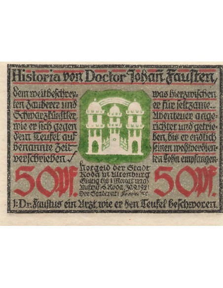 Allemagne 50 Pfennig - Roda - Notgeld - 1921 50 pfennig 1921