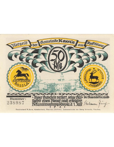 Allemagne 50 Pfennig - Rossla - Notgeld - 1921 50 pfennig 1921