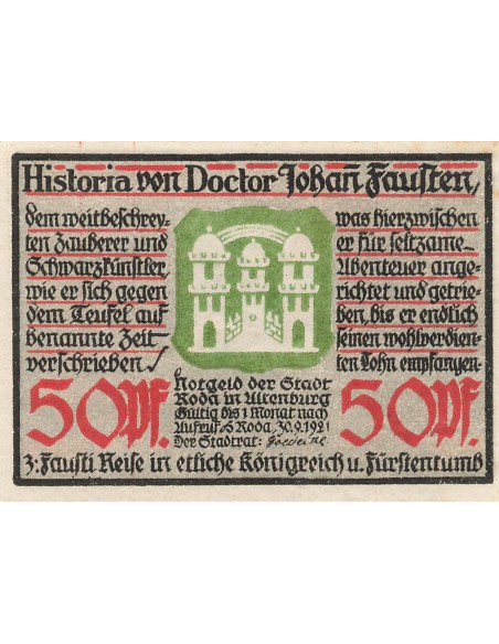 Allemagne 50 Pfennig - Roda - Notgeld - 1921 50 pfennig 1921