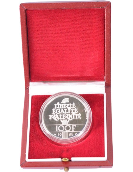 100 Francs argent BE - Fraternité - 1988 - avec coffret et certificat 100 francs Argent 1988