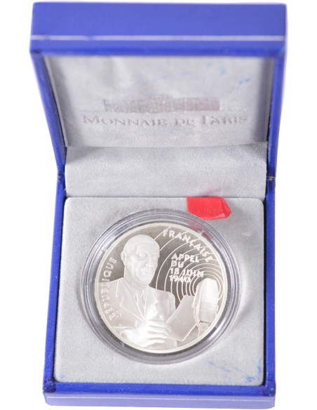100 Francs argent BE - Appel du 18 Juin - 1994 - avec coffret et certificat 100 francs Argent 1994