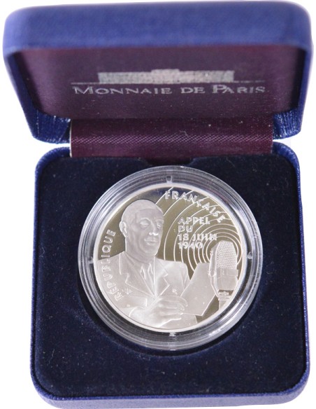 100 Francs argent BE - Appel du 18 Juin - 1994 - avec coffret et certificat 100 francs Argent 1994