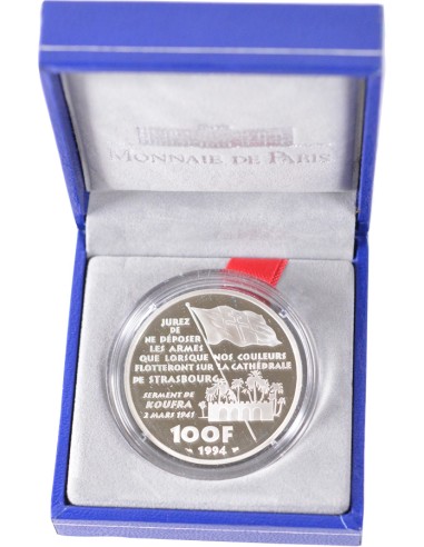 100 Francs argent BE - De Hauteclocque - 1994 - avec coffret et certificat 100 francs Argent 1994