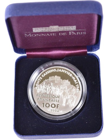 100 Francs argent BE - Maréchal Juin - 1994 - avec coffret sans certificat 100 francs Argent 1994
