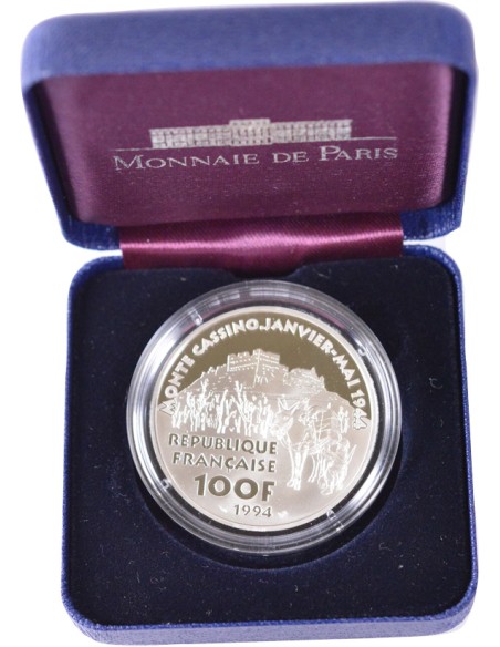 100 Francs argent BE - Maréchal Juin - 1994 - avec coffret sans certificat 100 francs Argent 1994