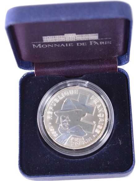 100 Francs argent BE - Jean Moulin - 1993 - avec coffret sans certificat 100 francs Argent 1993