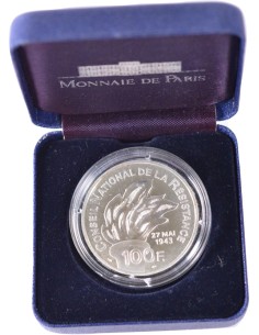 100 Francs argent BE - Jean Moulin - 1993 - avec coffret sans certificat 100 francs Argent 1993 2