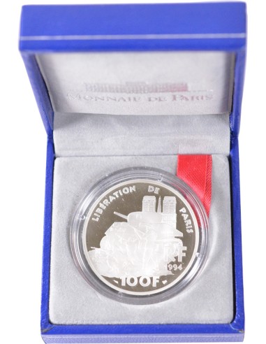 100 Francs argent BE - Libération de Paris - 1994 - avec coffret et certificat 100 francs Argent 1994