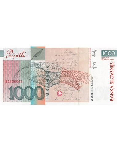 Slovénie 1000 Tolarjev - France Prešeren - 2004 - P.32 1000 tolarjev 2004