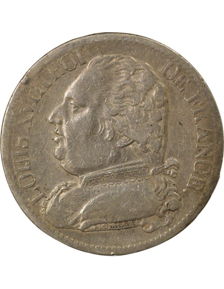 Louis XVIII au Buste Habillé 5 francs Argent 1814 L Bayonne