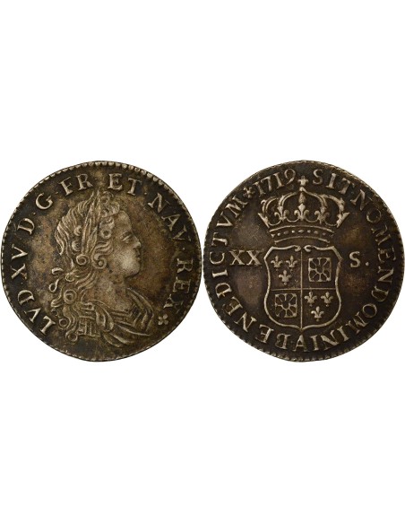 Louis XV France-Navarre 20 sols Argent 1719 A - Paris