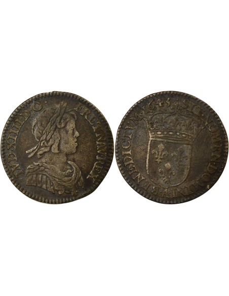 Louis XIV A la Mèche Courte  1/12 écu Argent 1645 A - Paris