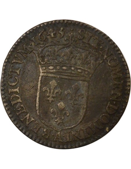 Louis XIV A la Mèche Courte  1/12 écu Argent 1645 A - Paris
