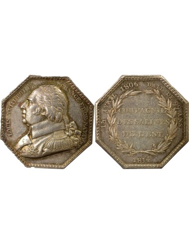 Louis XVIII Salines Royales de l'Est 1 jeton Argent