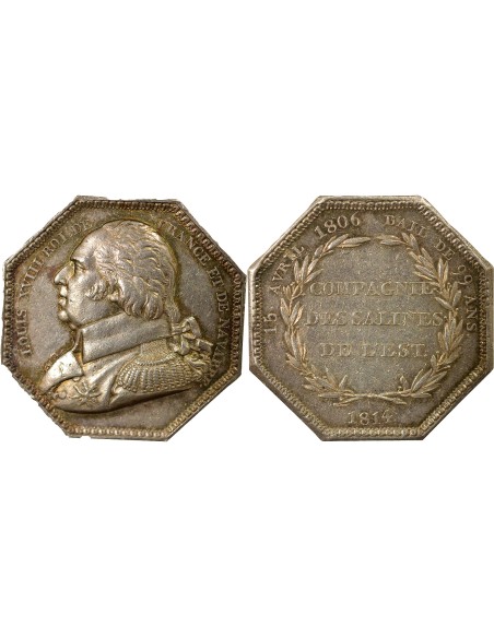 Louis XVIII Salines Royales de l'Est 1 jeton Argent