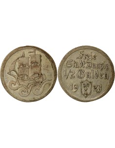 Pologne Dantzig - 1/2 Gulden Argent - 1923 Utrecht  1/2 gulden Argent 1923 Utrecht