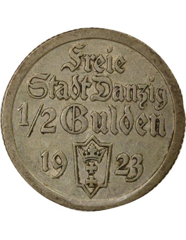Pologne Dantzig - 1/2 Gulden Argent - 1923 Utrecht  1/2 gulden Argent 1923 Utrecht