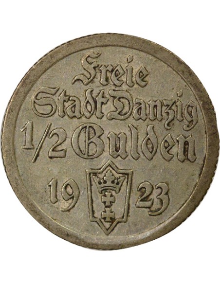 Pologne Dantzig - 1/2 Gulden Argent - 1923 Utrecht  1/2 gulden Argent 1923 Utrecht