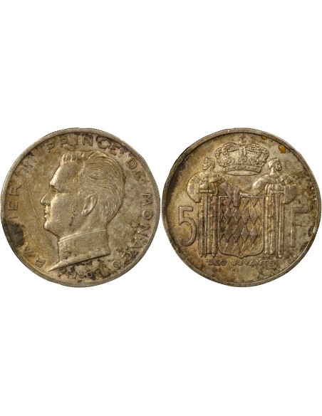 Monaco Rainier III de Monaco Rainier III - 5 Francs Argent - 1960 Paris 5 francs Argent 1960 A Paris