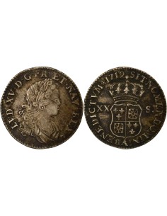 Louis XV France-Navarre 20 sols Argent 1719 A - Paris