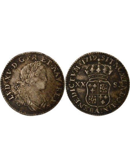 Louis XV France-Navarre 20 sols Argent 1719 A - Paris
