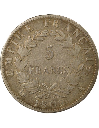 Roi d'Italie Empire 5 francs Argent 1809 A - Paris