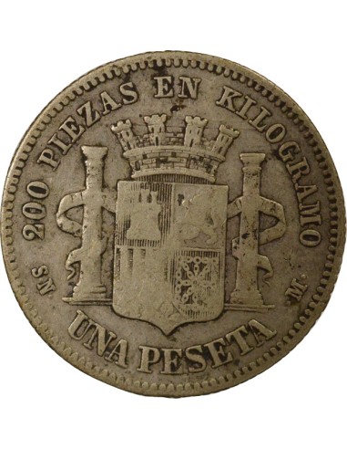 Espagne Gouv. Provisoire - Peseta Argent - 1869 Madrid 1 peseta Argent 1869 AI Madrid