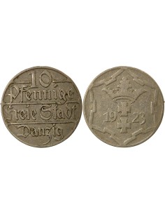 Pologne Dantzig - 10 Pfennige - 1923 10 pfennige Cupronickel 1923