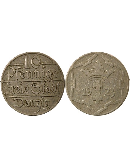 Pologne Dantzig - 10 Pfennige - 1923 10 pfennige Cupronickel 1923