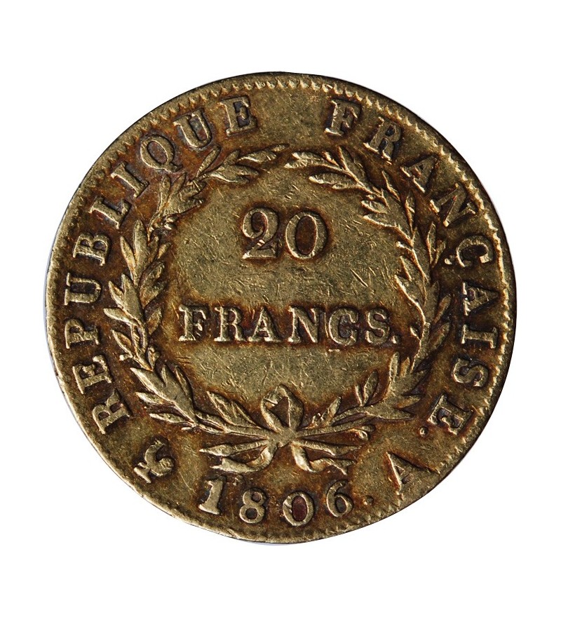 NAPOLEON Ier﻿ - 20 FRANCS OR 1806 A PARIS﻿ "Calendrier grégorien"