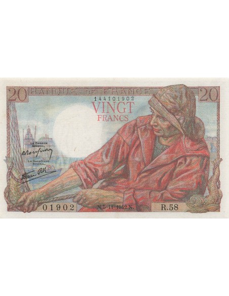 20 Francs Pêcheur - 05-11-1942 - Série R.58 20 francs 1942