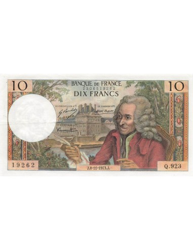 10 Francs Voltaire - 08-11-1973 - Série Q.923 10 francs 1973