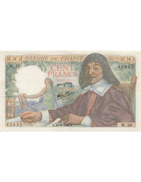 100 Francs Descartes - 15-05-1942 - Série W.10 100 francs 1942