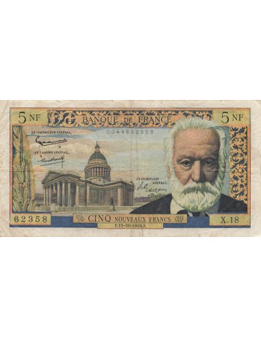 Victor Hugo 5 NF - Victor Hugo - 15-10-1959 - Série X.18 5 nf 1959
