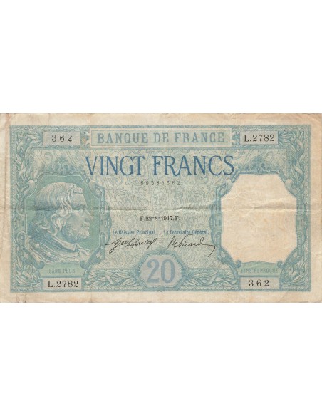 20 Francs - Bayard - 22-08-1917 - Série L.2782 20 francs 1917