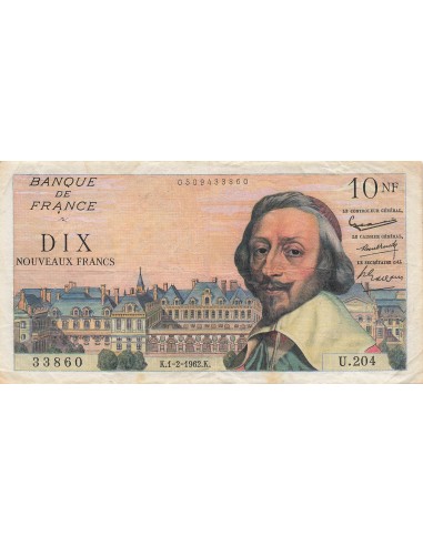 10 NF Richelieu - 01-02-1962 - Série U.204 10 nf 1962