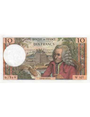10 Francs Voltaire - 08-11-1973 - Série W.927 10 francs 1973